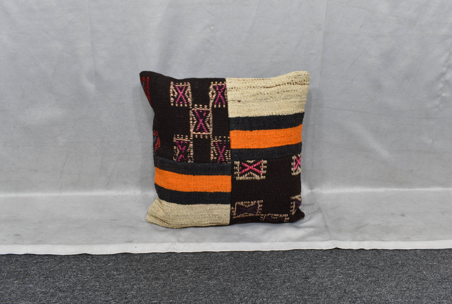 Yeni El Dokuma Patchwork Kırkyama Dekoratif Kilim Kırlent Yastık Kılıfı 6016