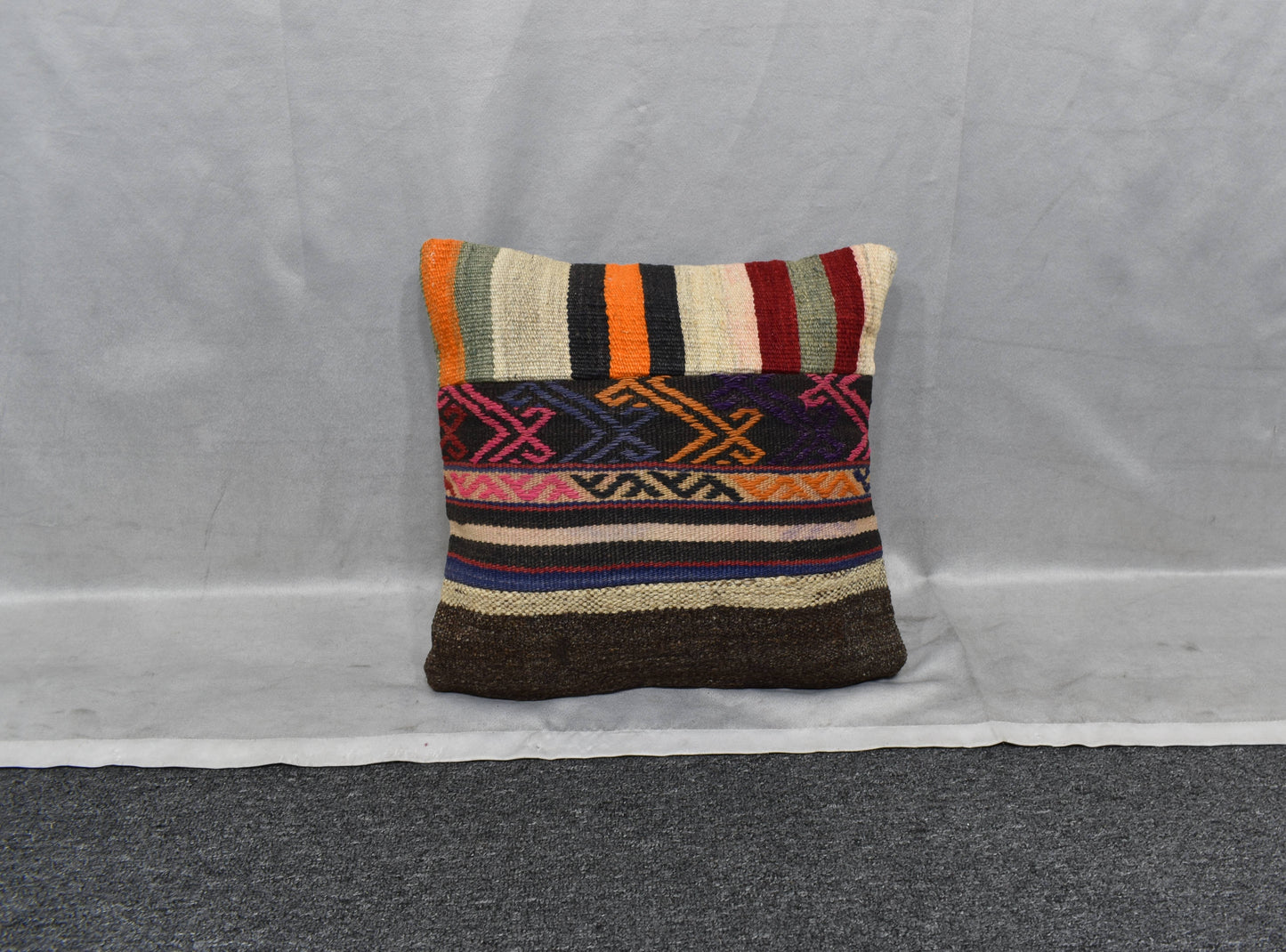 Yeni El Dokuma Patchwork Kırkyama Dekoratif Kilim Kırlent Yastık Kılıfı 6017