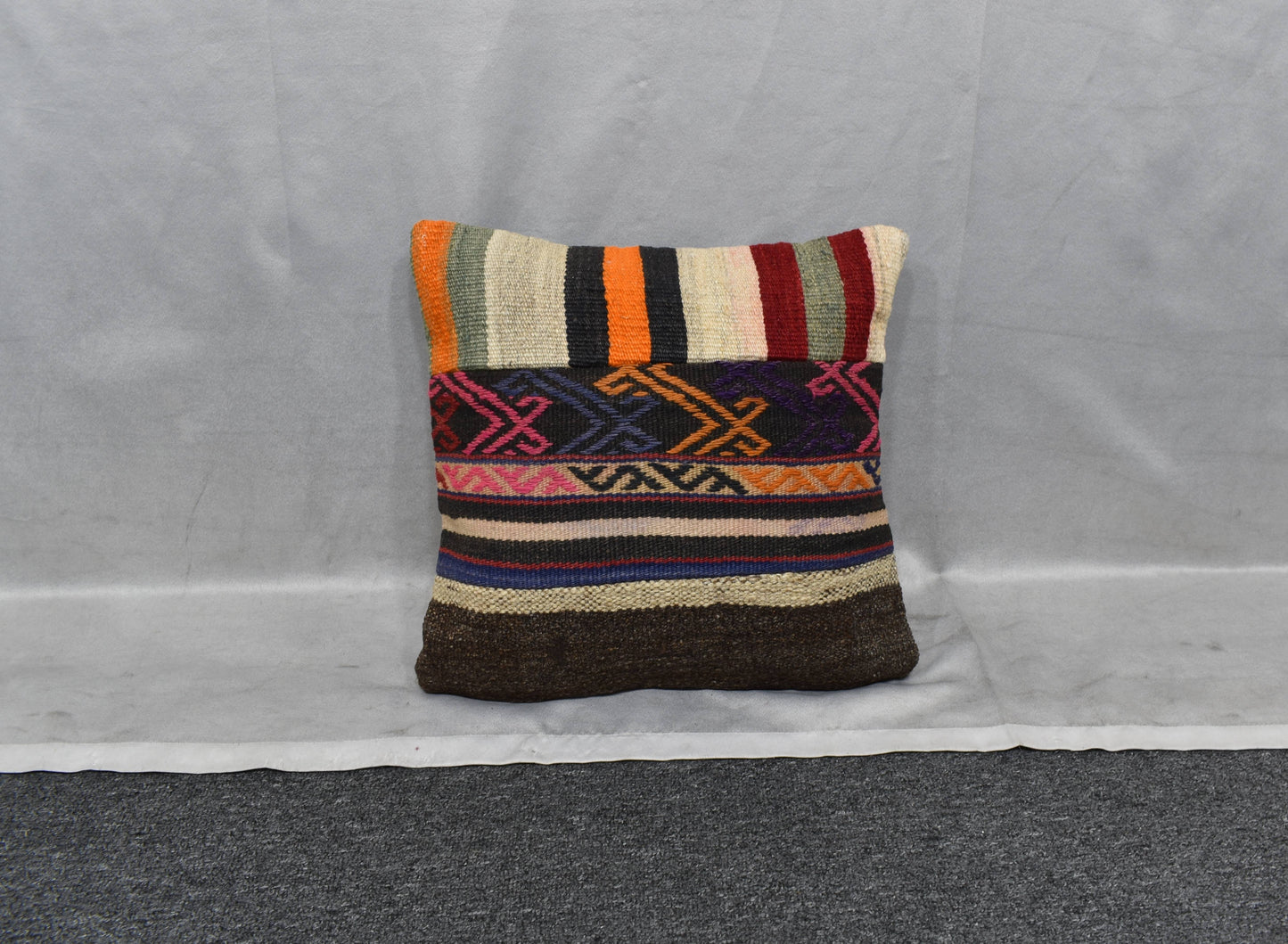 Yeni El Dokuma Patchwork Kırkyama Dekoratif Kilim Kırlent Yastık Kılıfı 6017