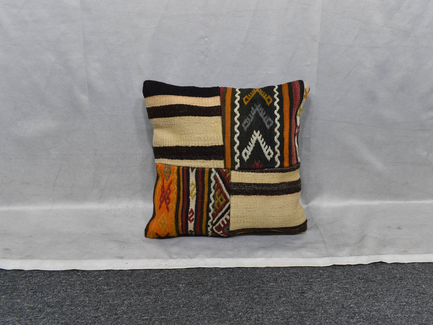 Yeni El Dokuma Patchwork Kırkyama Dekoratif Kilim Kırlent Yastık Kılıfı 6029