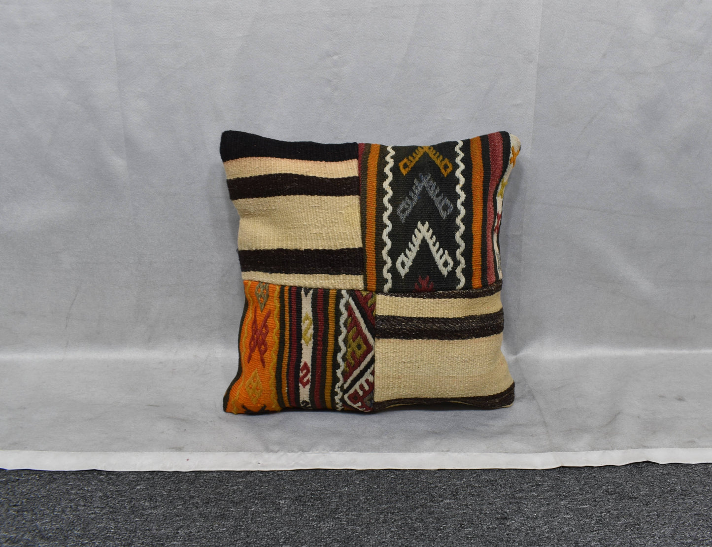 Yeni El Dokuma Patchwork Kırkyama Dekoratif Kilim Kırlent Yastık Kılıfı 6029