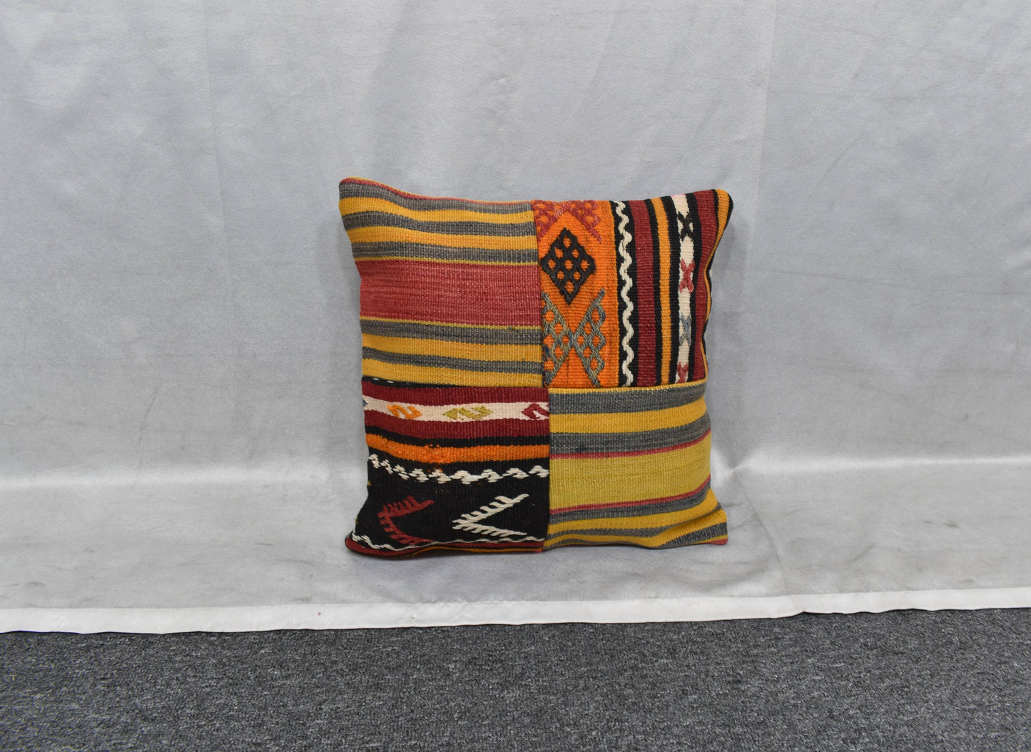 Yeni El Dokuma Patchwork Kırkyama Dekoratif Kilim Kırlent Yastık Kılıfı 6068