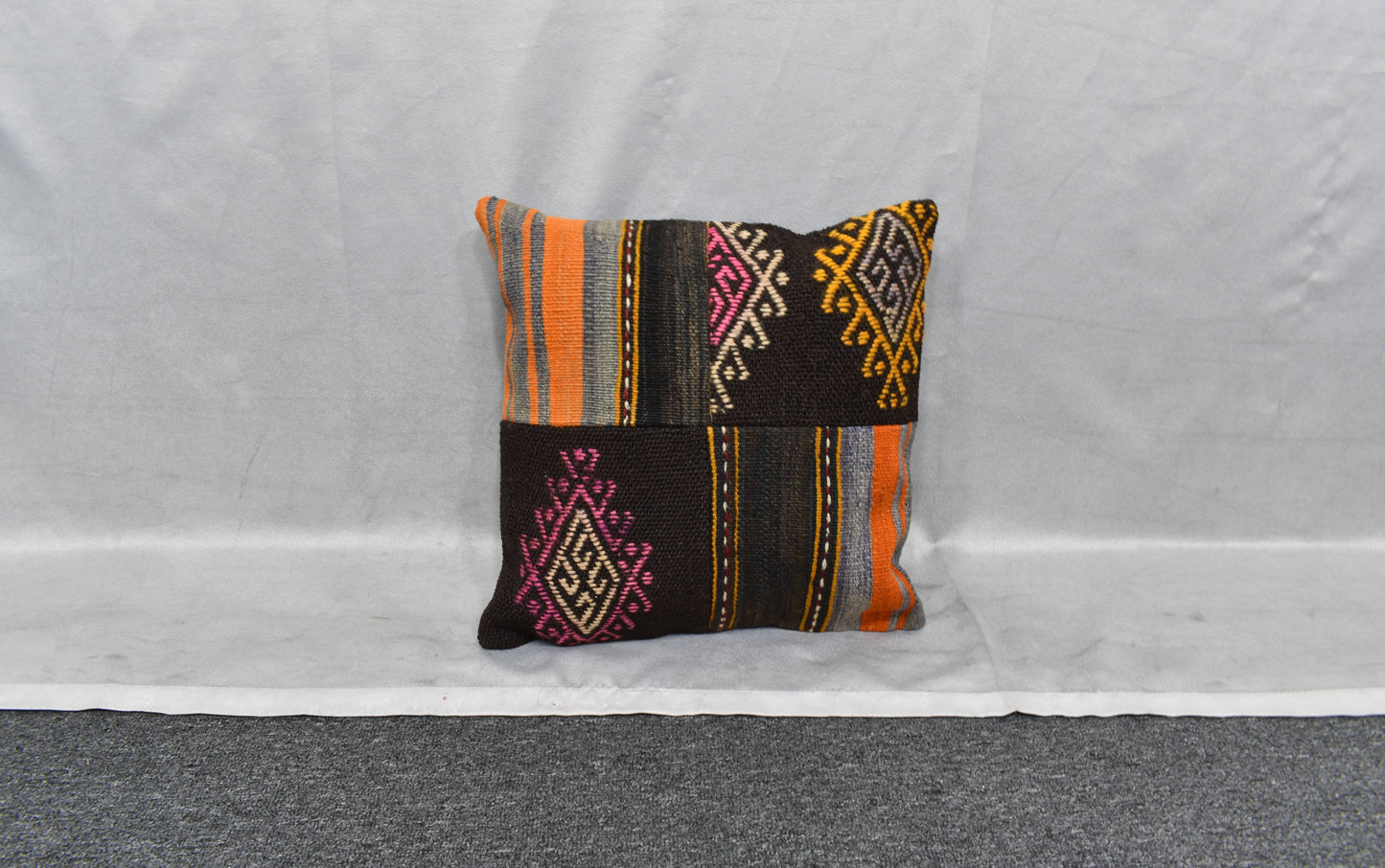 Yeni El Dokuma Patchwork Kırkyama Dekoratif Kilim Kırlent Yastık Kılıfı 6076