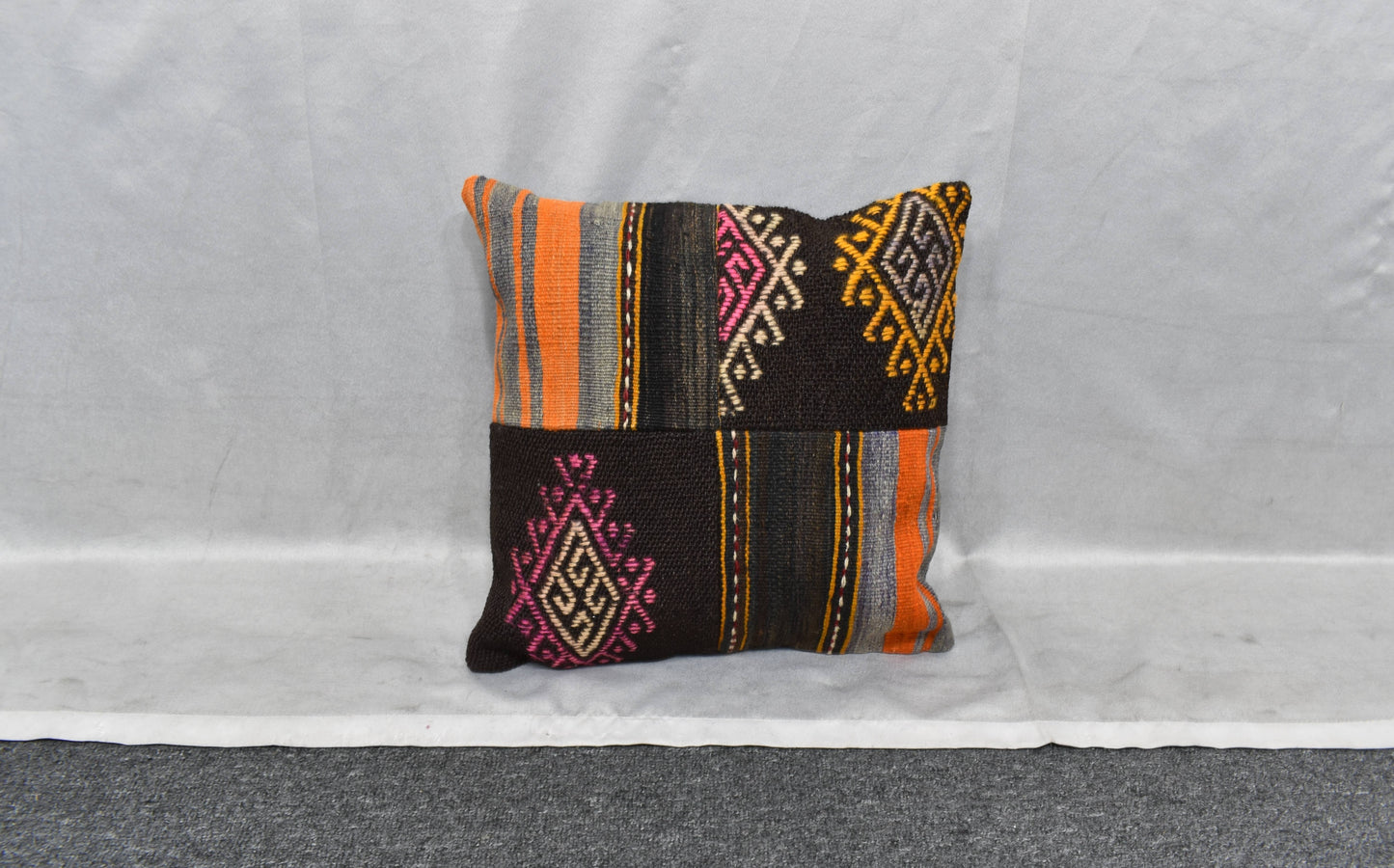 Yeni El Dokuma Patchwork Kırkyama Dekoratif Kilim Kırlent Yastık Kılıfı 6076