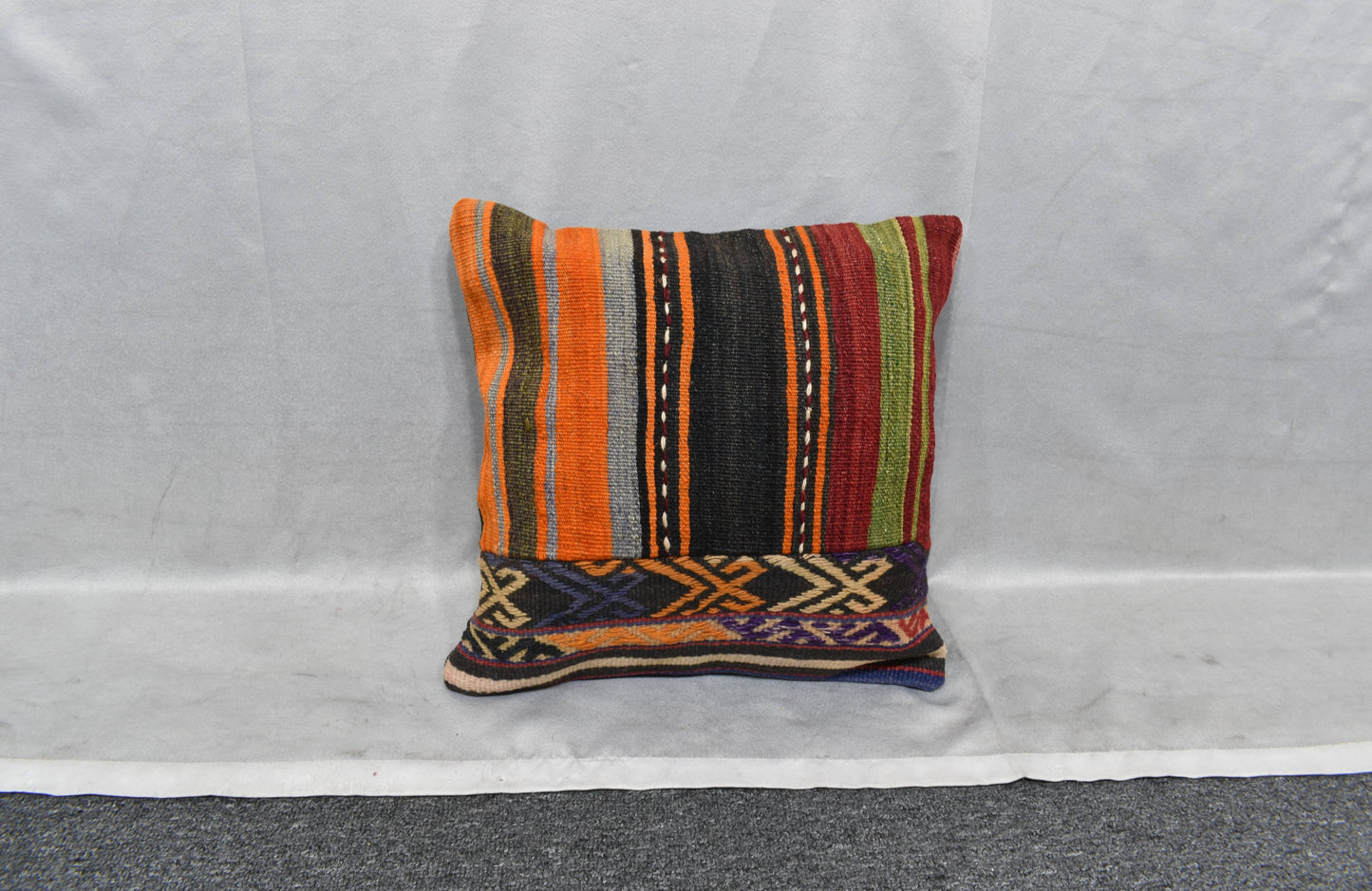 Yeni El Dokuma Patchwork Kırkyama Dekoratif Kilim Kırlent Yastık Kılıfı 6086