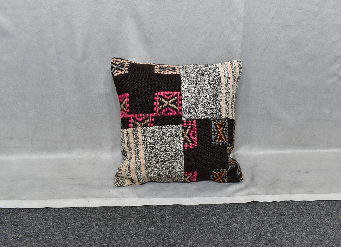 Yeni El Dokuma Patchwork Kırkyama Dekoratif Kilim Kırlent Yastık Kılıfı 6097