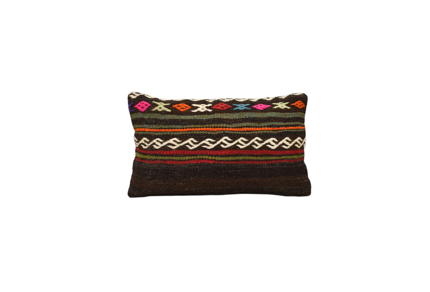 Yeni El Dokuma Dekoratif Lumbar Kilim Kırlent Yastık Kılıfı 6110
