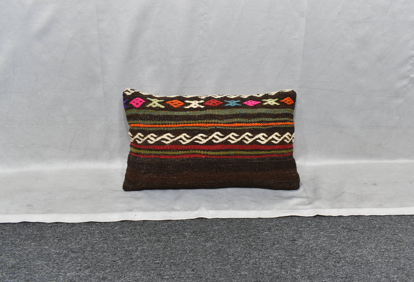Yeni El Dokuma Dekoratif Lumbar Kilim Kırlent Yastık Kılıfı 6110
