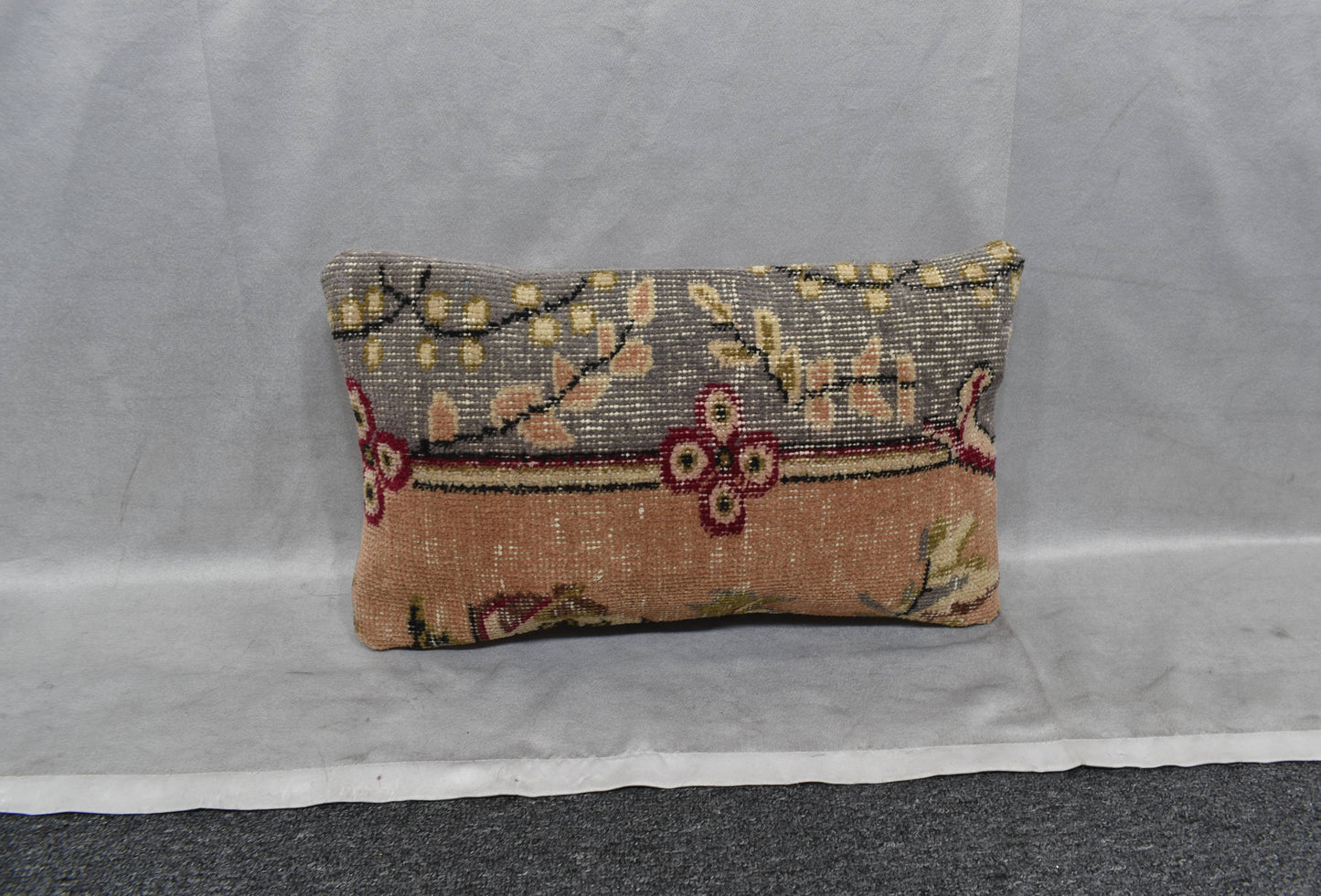 Vintage El Dokuma Dekoratif Lumbar Halı Kırlent Yastık Kılıfı 6118