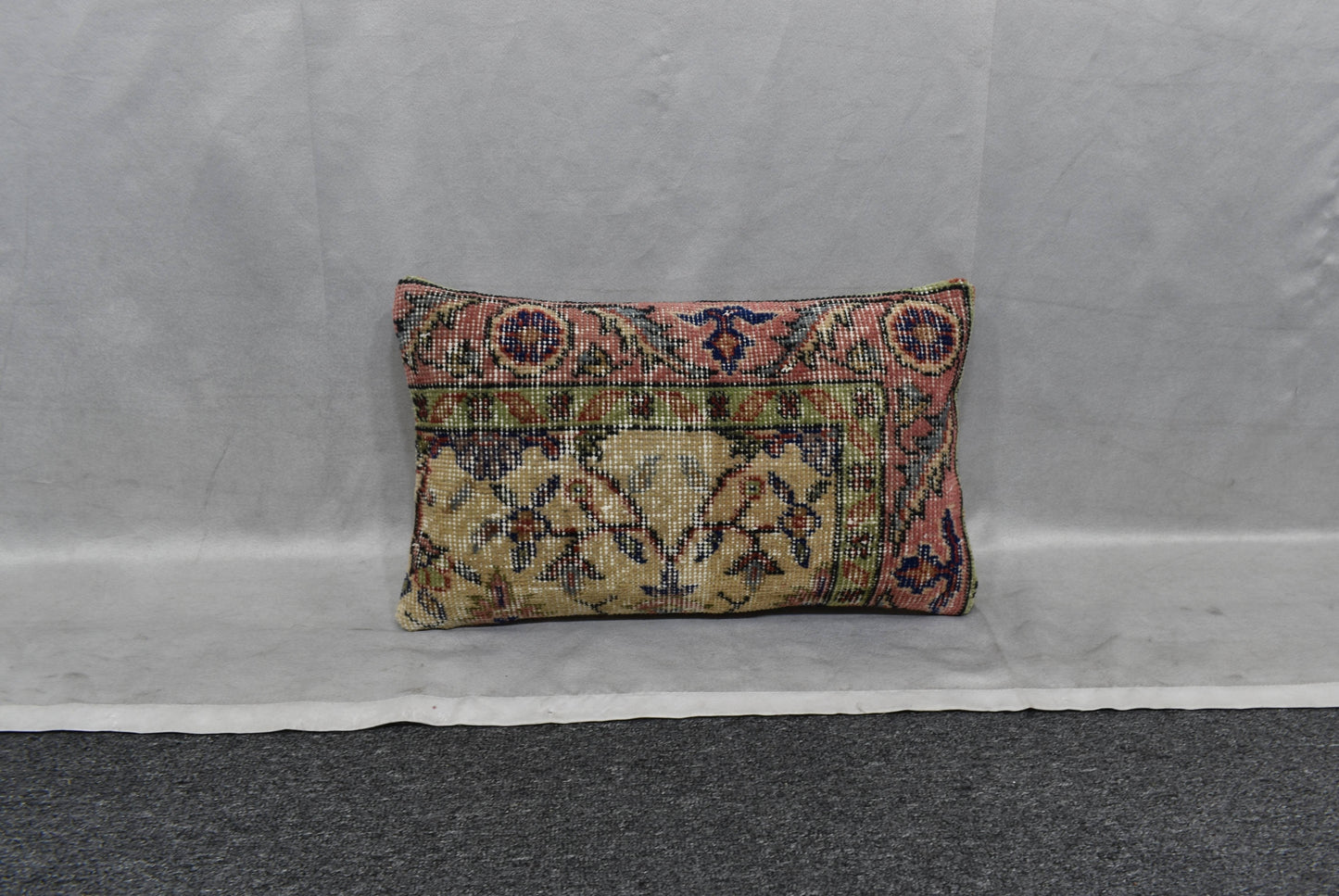 Vintage El Dokuma Dekoratif Lumbar Halı Kırlent Yastık Kılıfı 6129