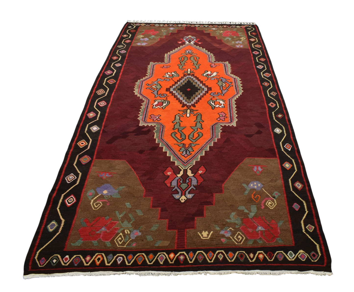 El Dokuma Devasa Dikişsiz Tek Parça Bayburt Yörük Yün Kilim 6250