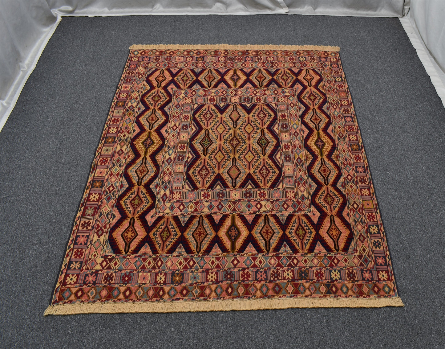 Yeni El Dokuma Emsalsiz İran Acem İnce Sumak Yün Kilim 6252