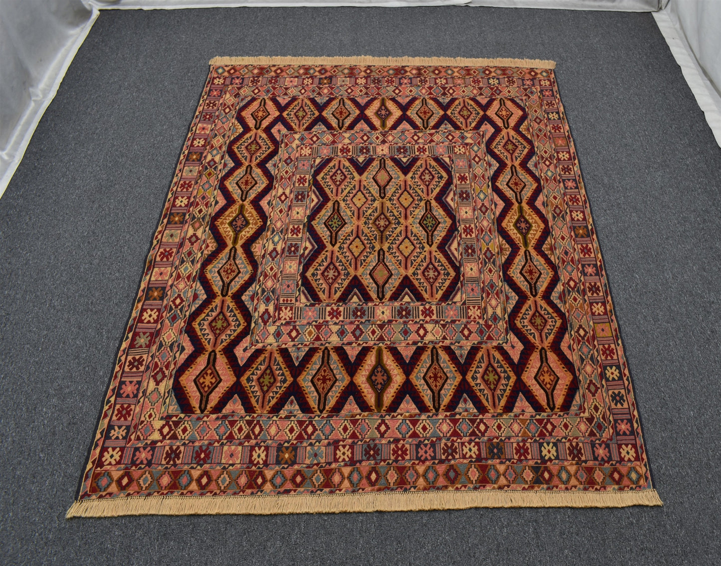 Yeni El Dokuma Emsalsiz İran Acem İnce Sumak Yün Kilim 6252