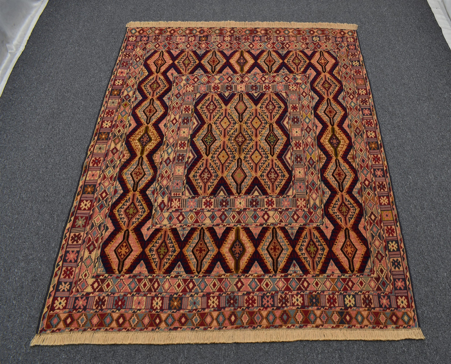 Yeni El Dokuma Emsalsiz İran Acem İnce Sumak Yün Kilim 6252
