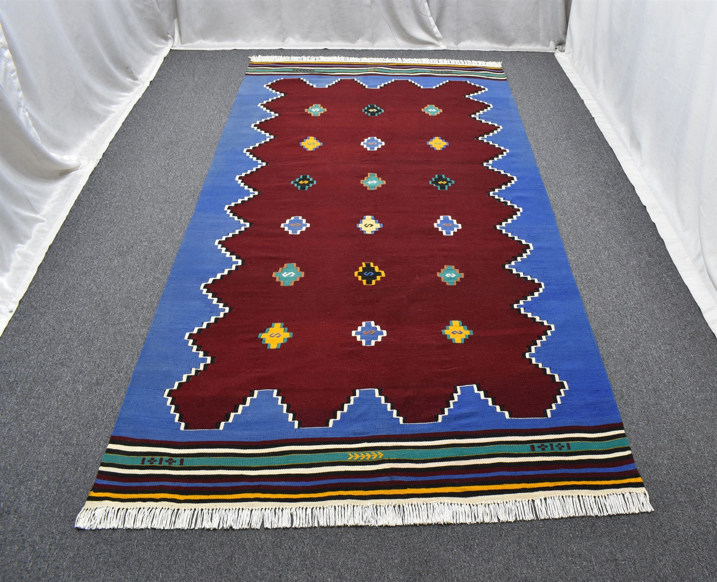 El Dokuma Benzersiz Bodrum Muğla Yörük Yün Kilim 6260