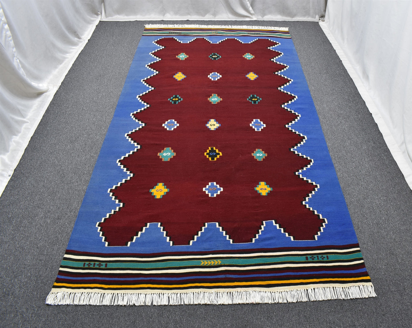 El Dokuma Benzersiz Bodrum Muğla Yörük Yün Kilim 6260