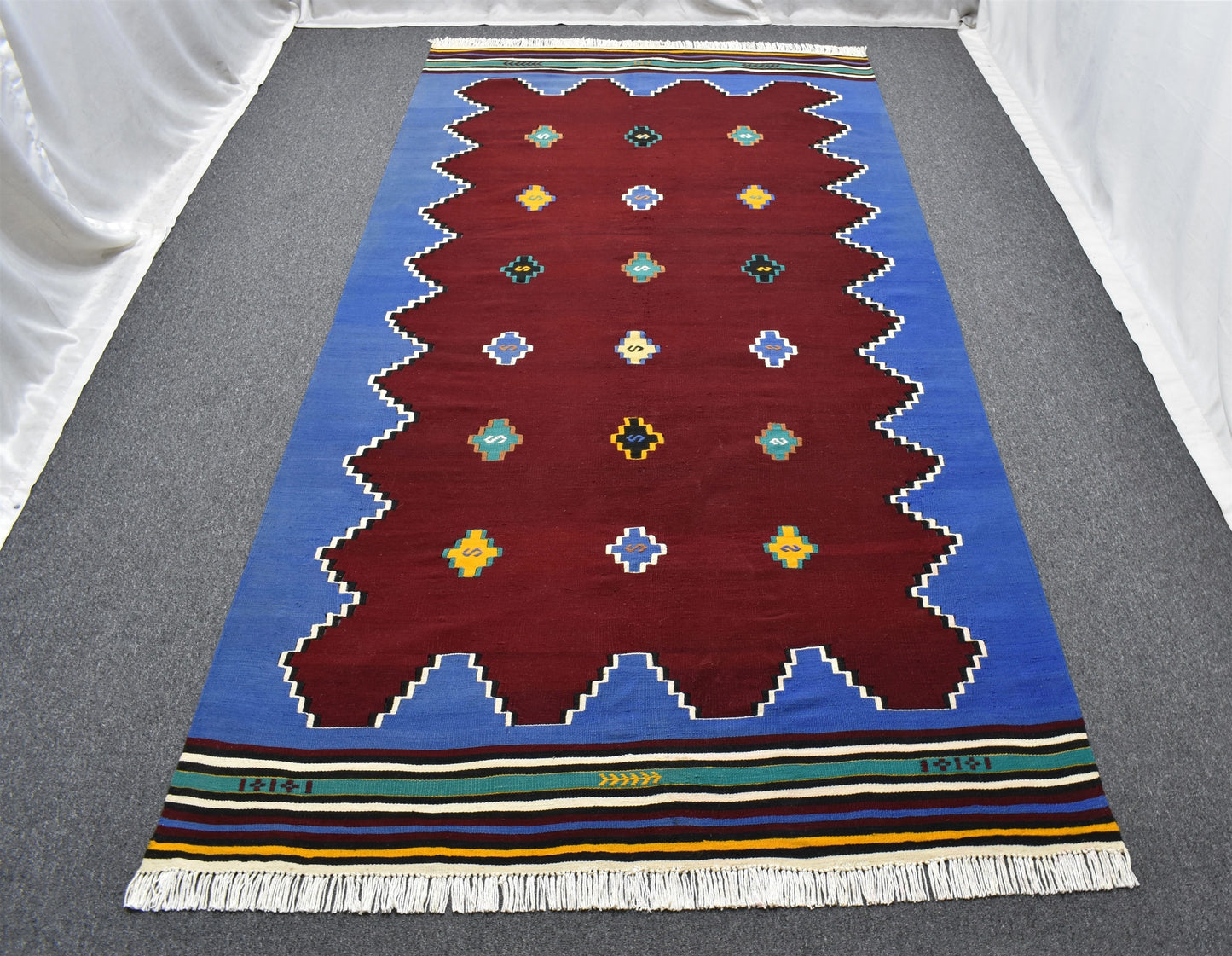 El Dokuma Benzersiz Bodrum Muğla Yörük Yün Kilim 6260
