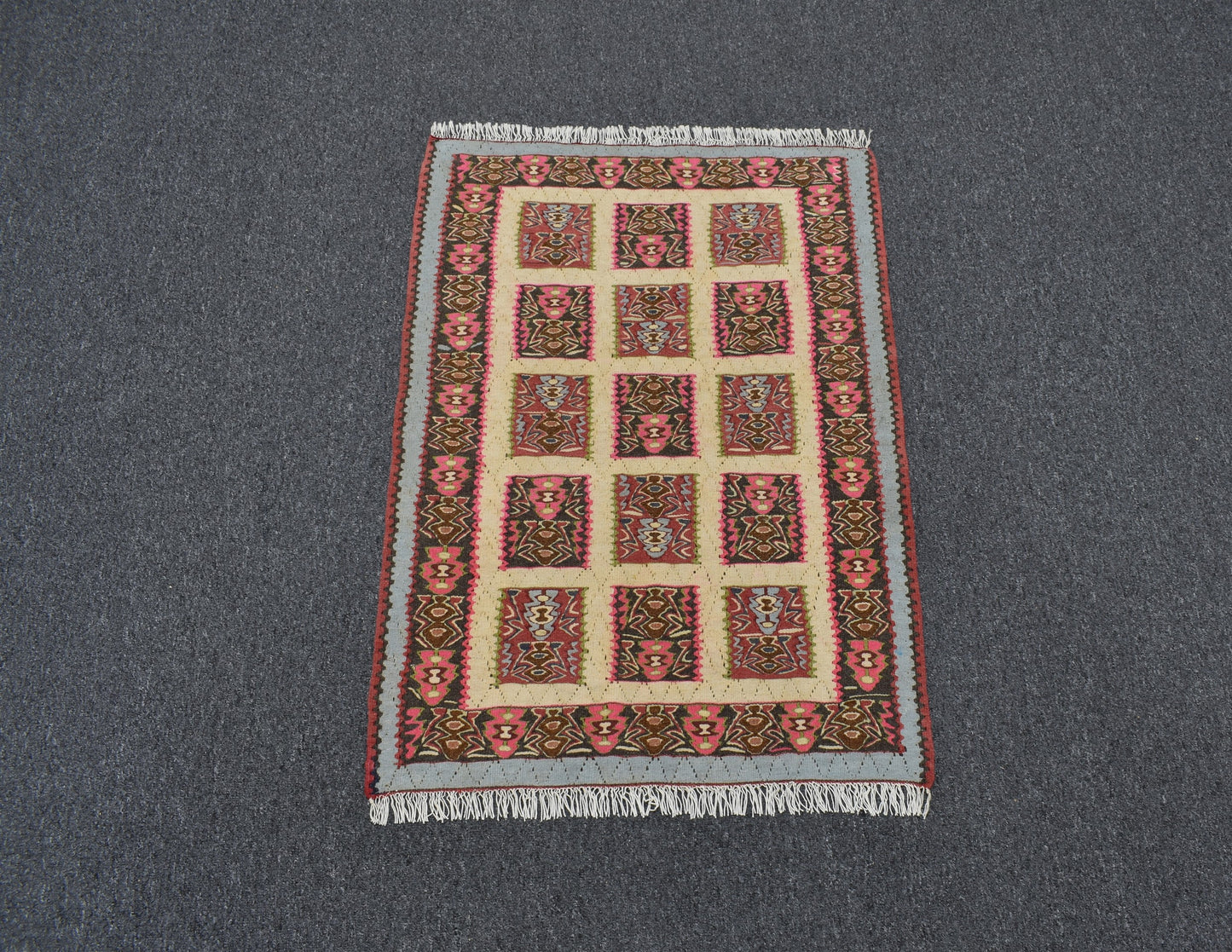 El Dokuma Otantik Pastel İran Sine Yün Kilim 6271