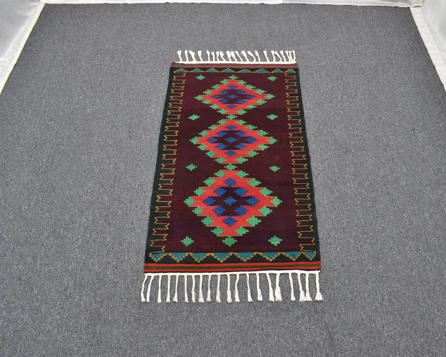 Yeni El Dokuma Zarif Balıkesir Yörük Yün Kilim 6272