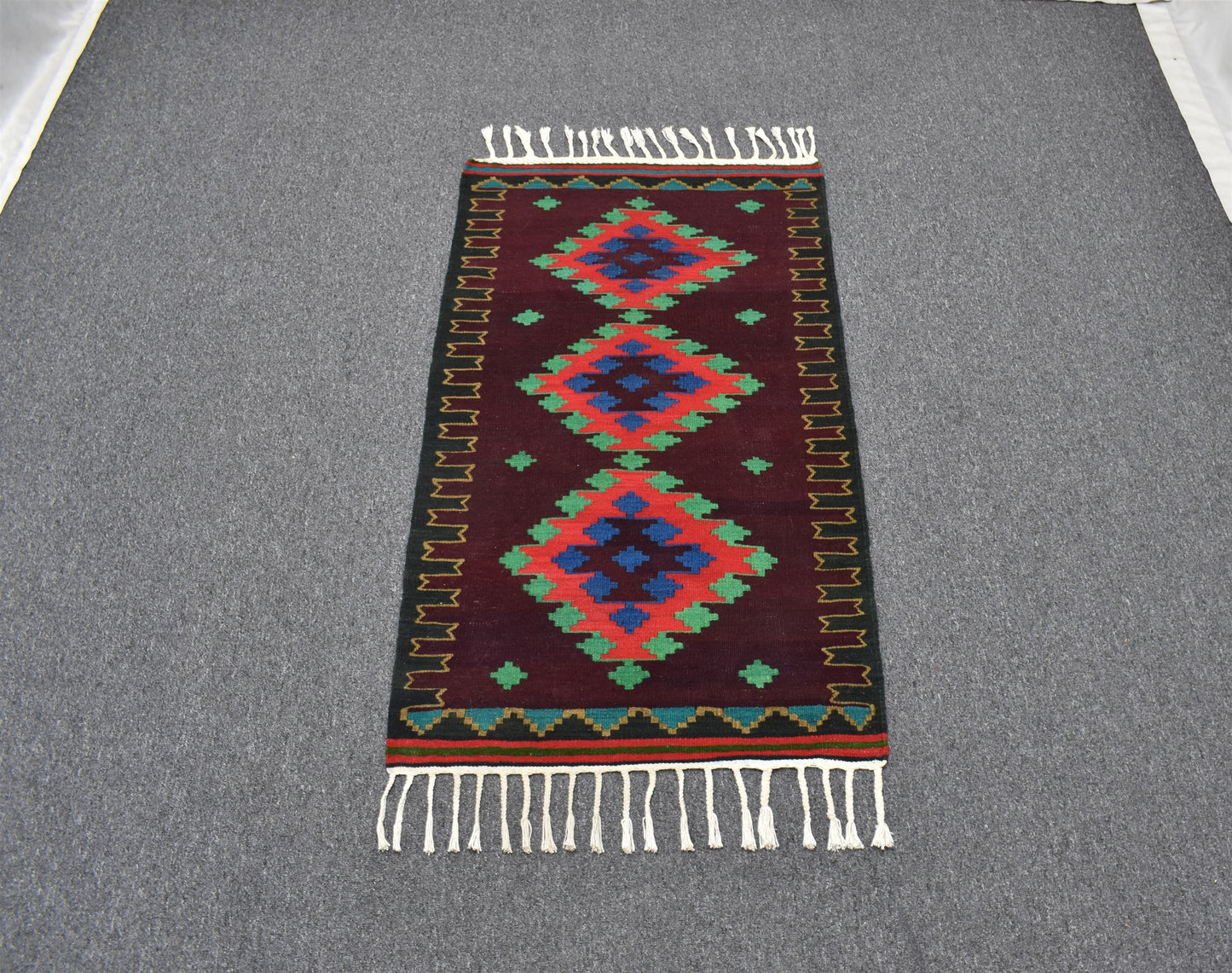 Yeni El Dokuma Zarif Balıkesir Yörük Yün Kilim 6272