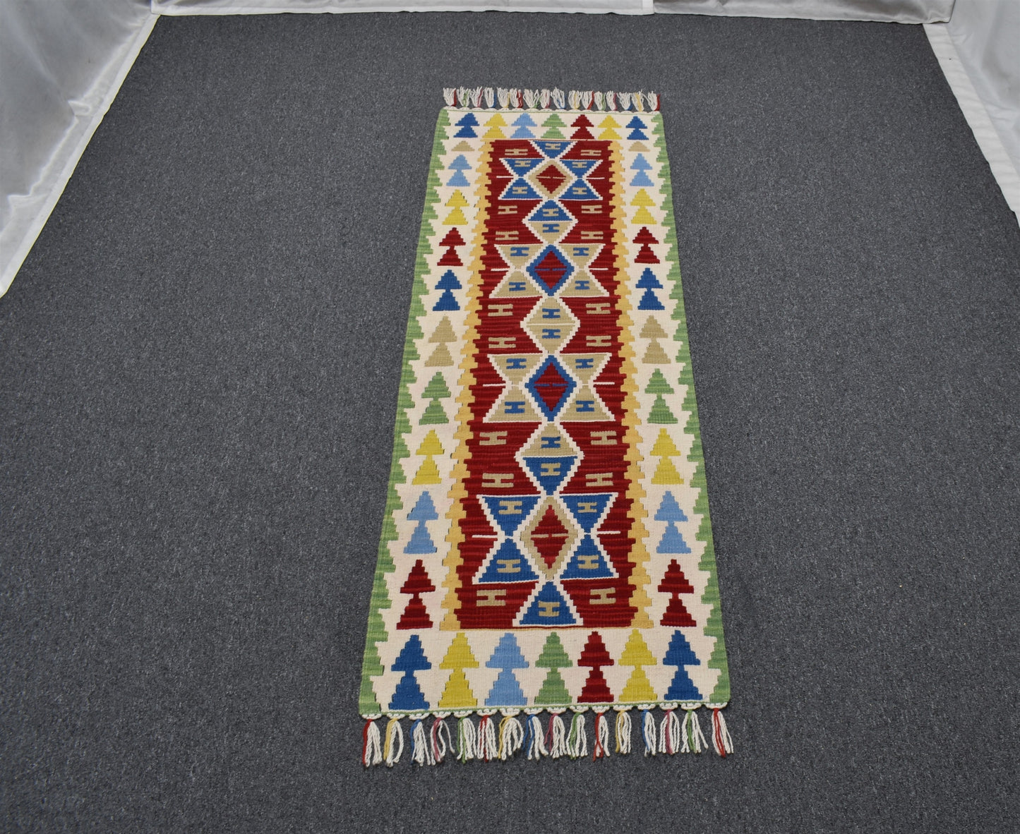 Yeni El Dokuma Renkli Pınarbaşı Kayseri Yün Mini Yolluk Kilim 6273
