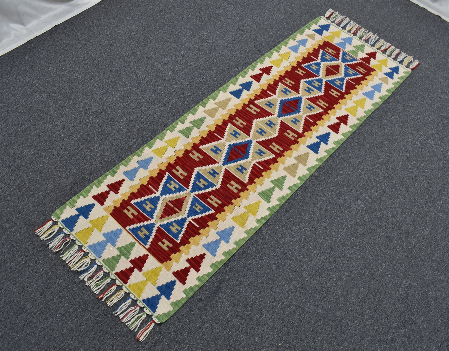 Yeni El Dokuma Renkli Pınarbaşı Kayseri Yün Mini Yolluk Kilim 6273