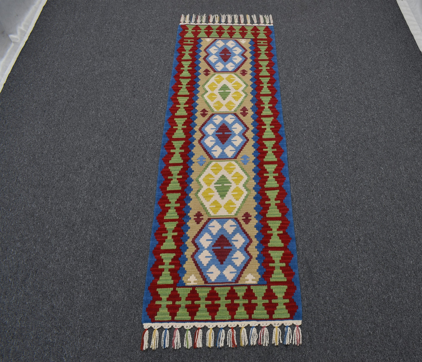 Yeni El Dokuma Renkli Pınarbaşı Kayseri Yün Mini Yolluk Kilim 6274