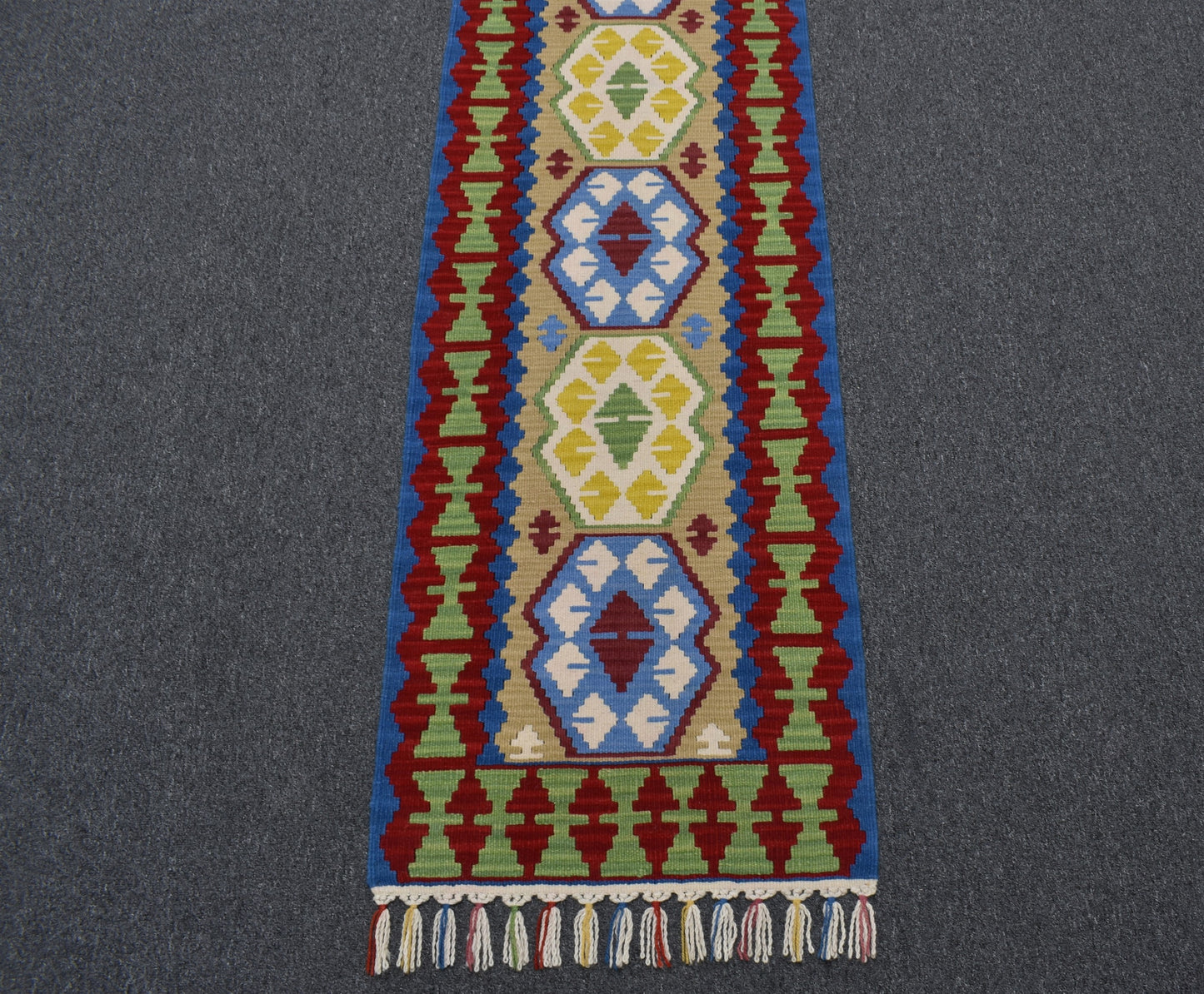 Yeni El Dokuma Renkli Pınarbaşı Kayseri Yün Mini Yolluk Kilim 6274