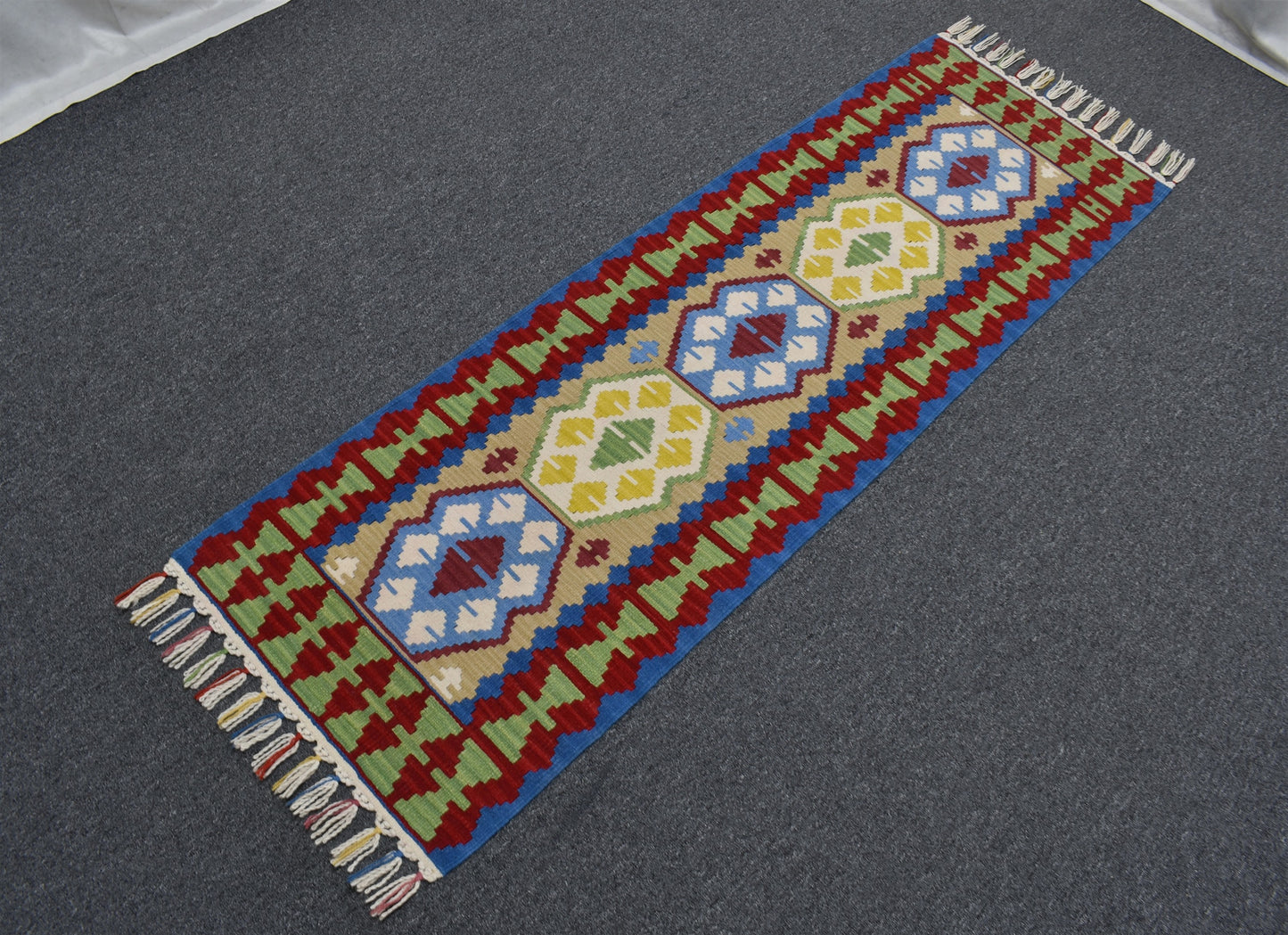 Yeni El Dokuma Renkli Pınarbaşı Kayseri Yün Mini Yolluk Kilim 6274