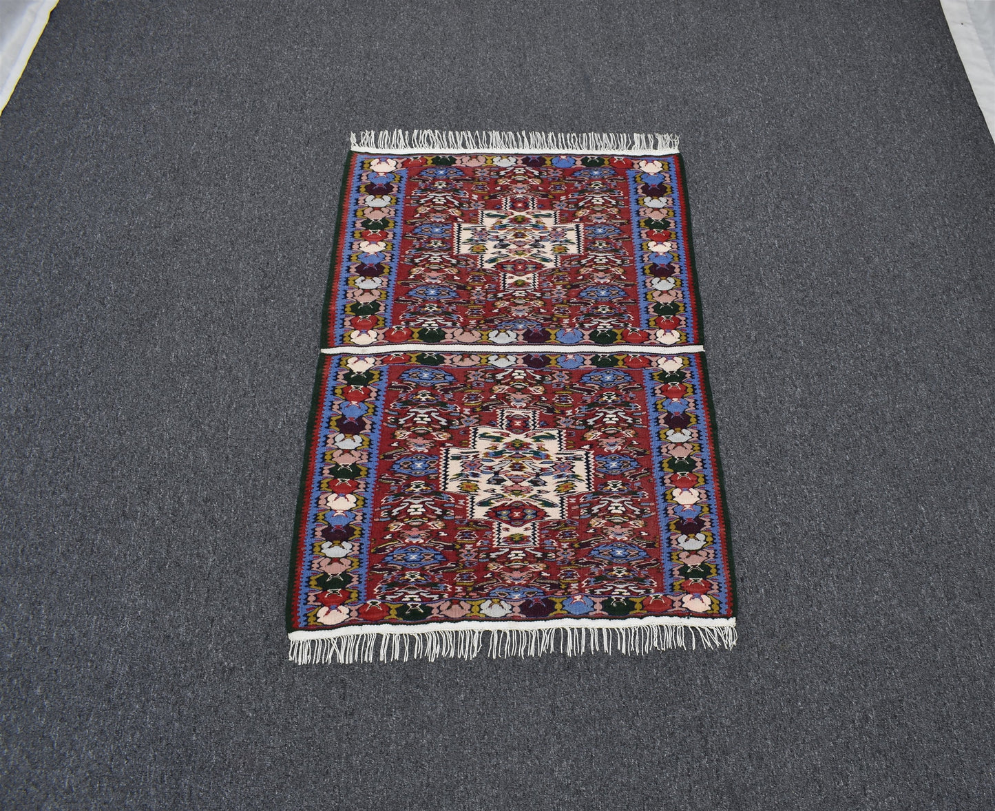 El Dokuma Benzersiz İran Sine Yün Kilim 6276