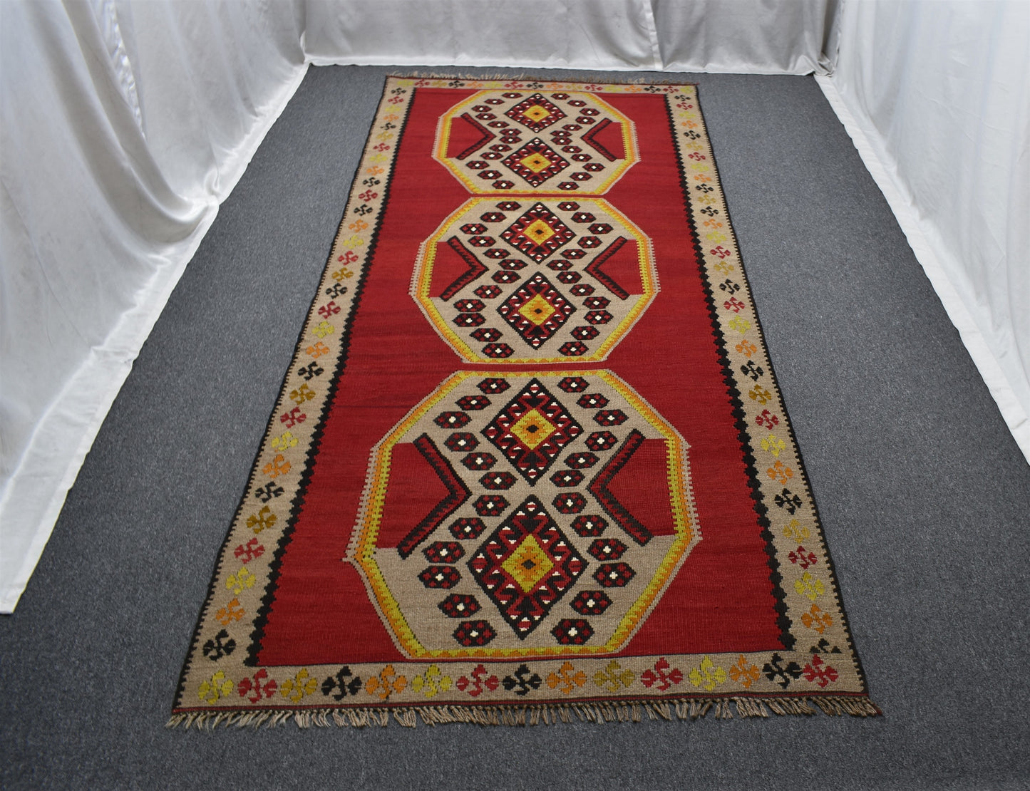 El Dokuma Tek Parça Yekpare Sivas Kangal Yün Kilim 6282