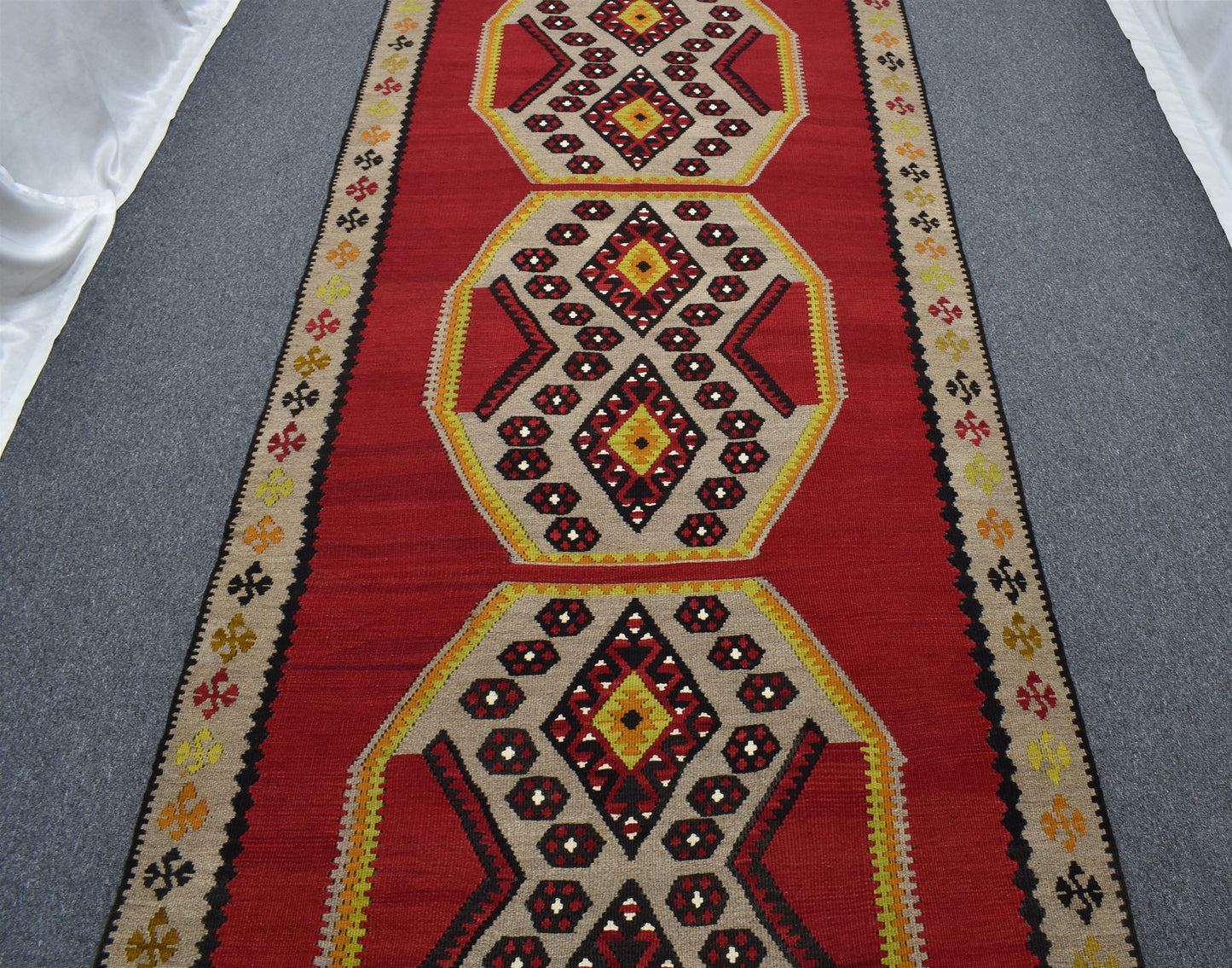 El Dokuma Tek Parça Yekpare Sivas Kangal Yün Kilim 6282