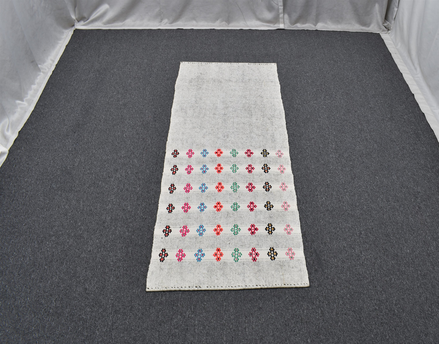 Yeni El Dokuma Şaheser Ak Pamuklu Yörük Kilim 6284