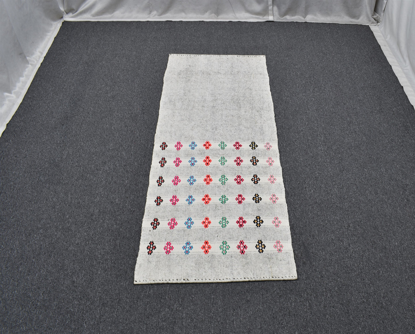 Yeni El Dokuma Şaheser Ak Pamuklu Yörük Kilim 6284