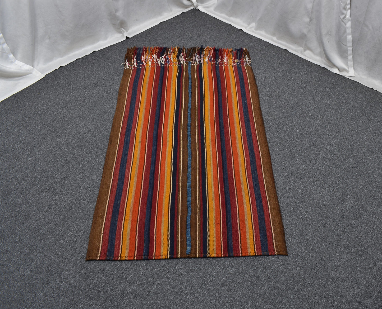Antika El Dokuma Çubuklu Yörük Yün Kilim 6292