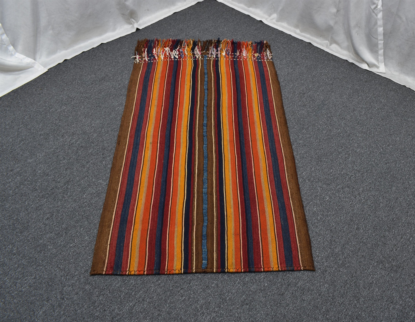 Antika El Dokuma Çubuklu Yörük Yün Kilim 6292