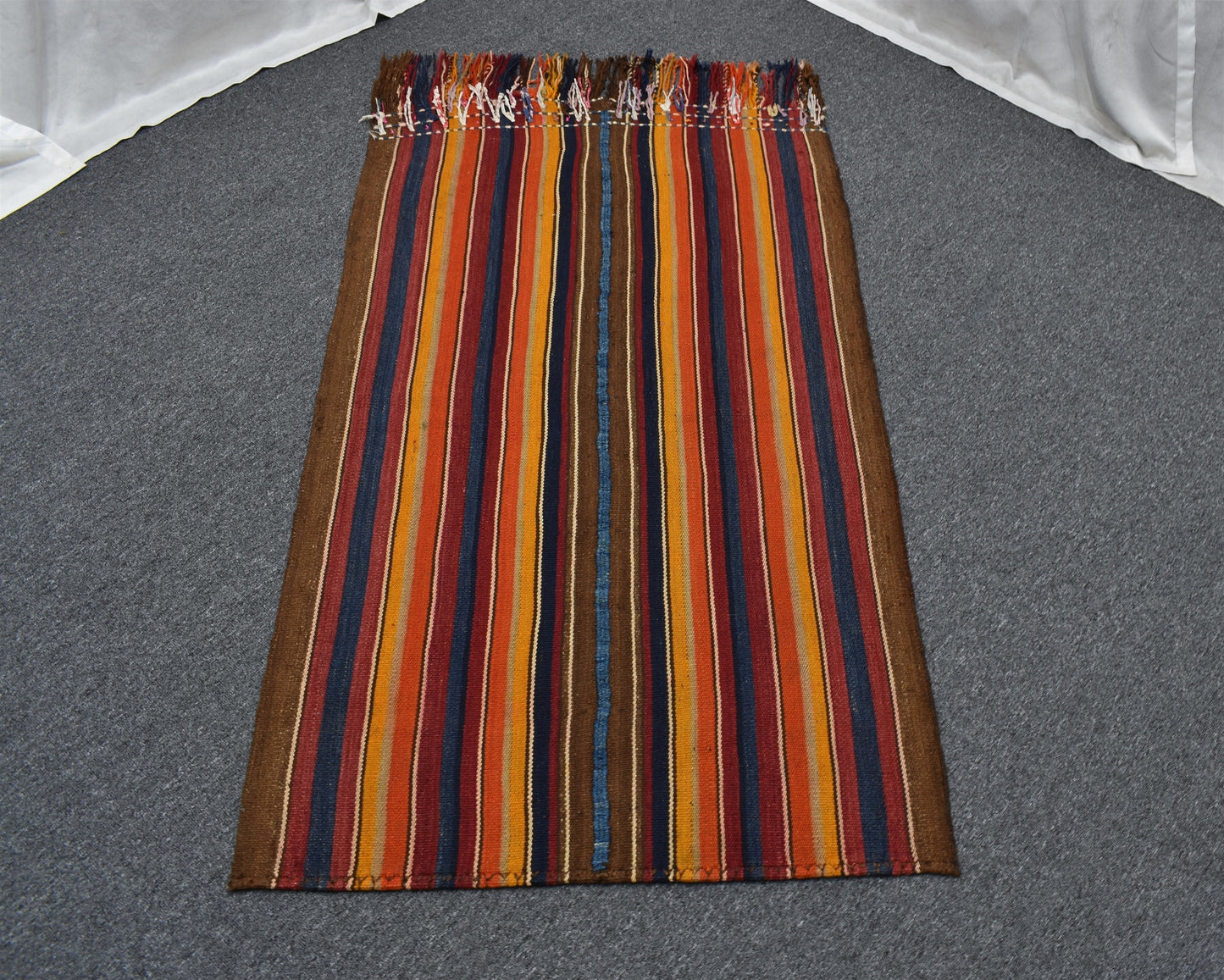 Antika El Dokuma Çubuklu Yörük Yün Kilim 6292