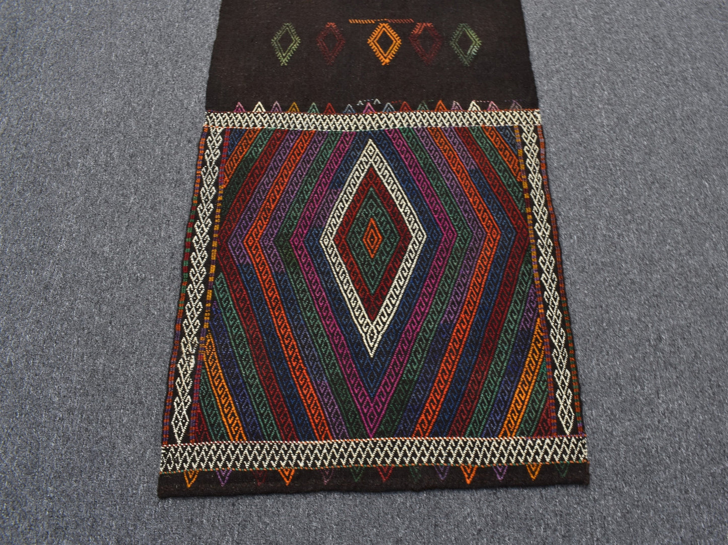 El Dokuması Geometrik Zarif Motifli Yörük Yün Kilim 6296