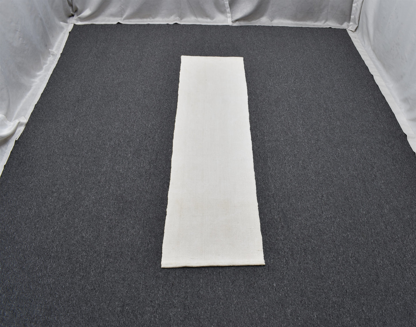 Yeni El Dokuma Seçkin Ak Pamuklu Yörük Mini Yolluk Kilim 6299