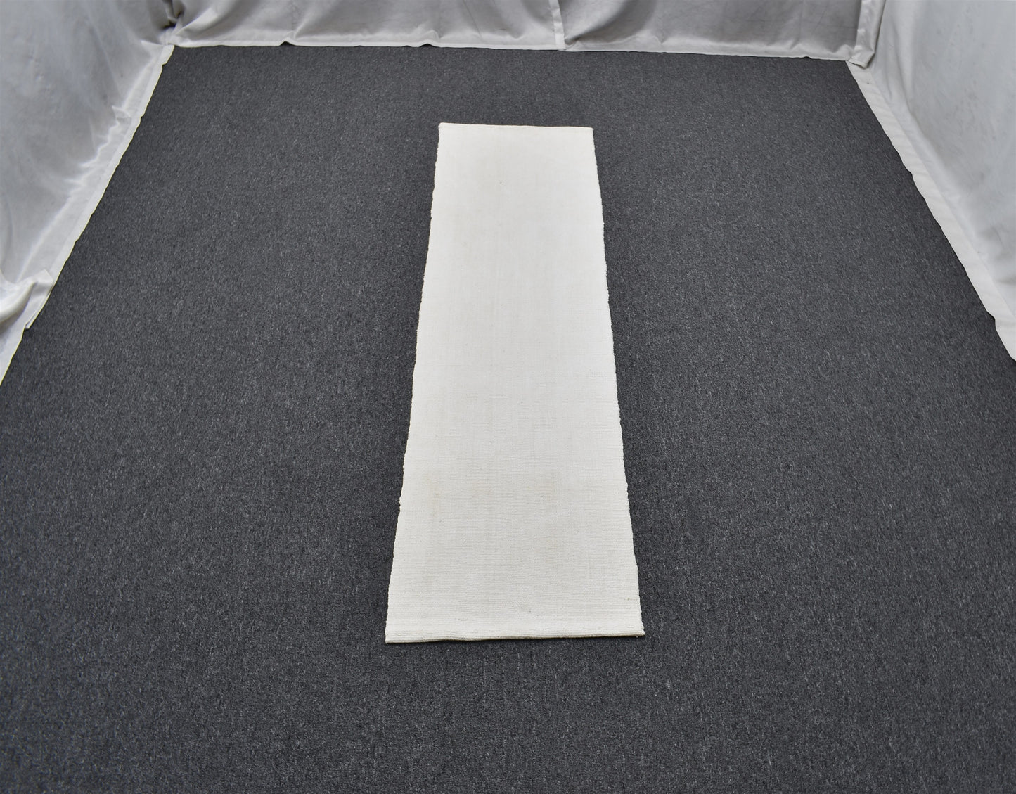 Yeni El Dokuma Seçkin Ak Pamuklu Yörük Mini Yolluk Kilim 6299