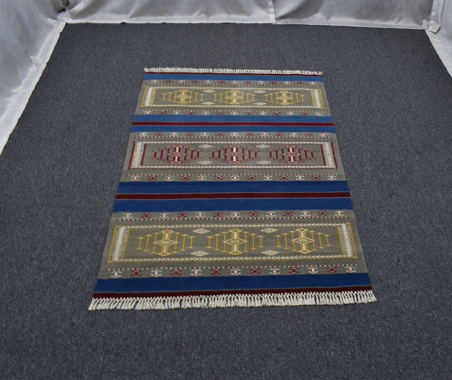 Yeni El Dokuma Otantik Batı Anadolu Balıkesir Yün Kilim 6301