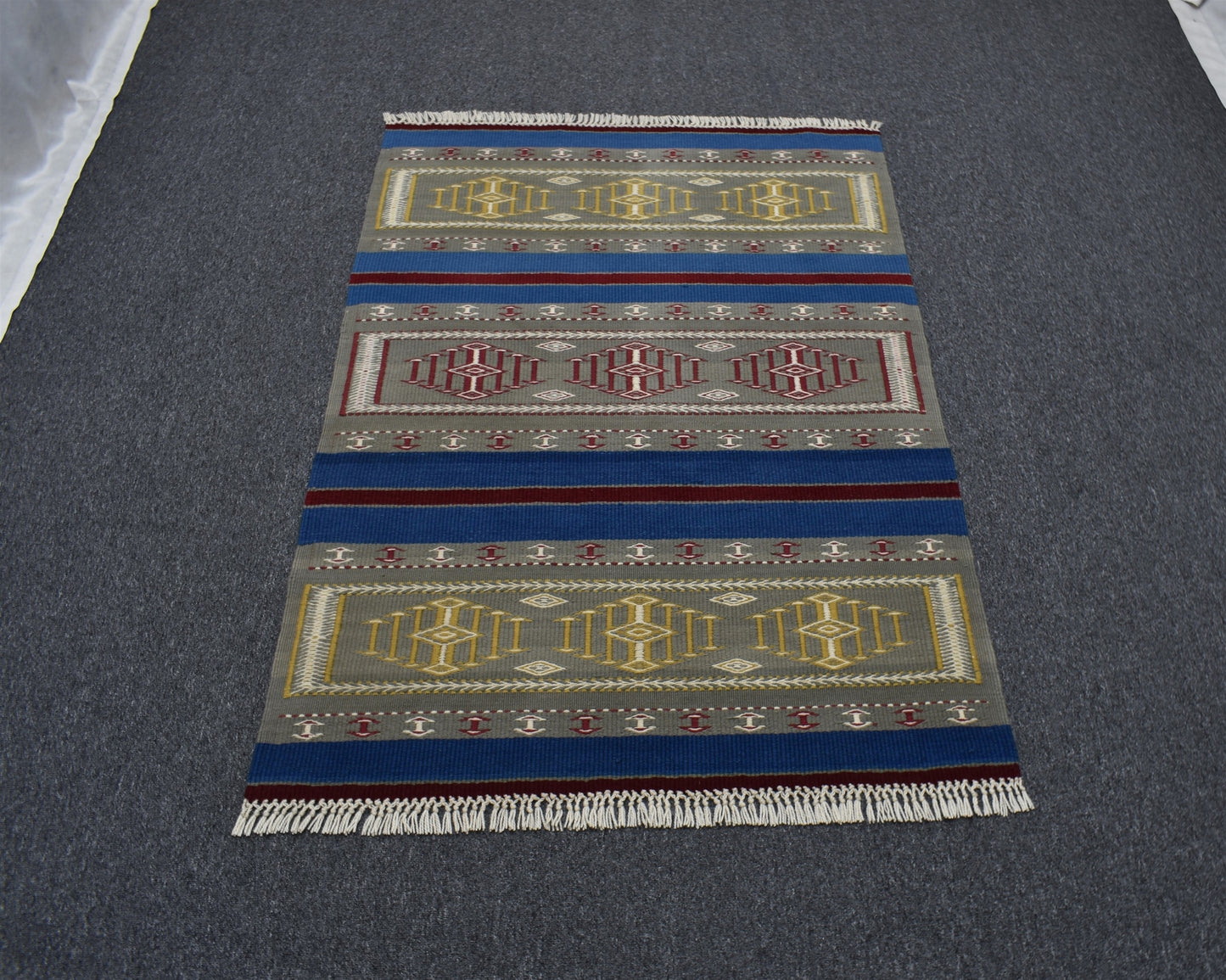 Yeni El Dokuma Otantik Batı Anadolu Balıkesir Yün Kilim 6301