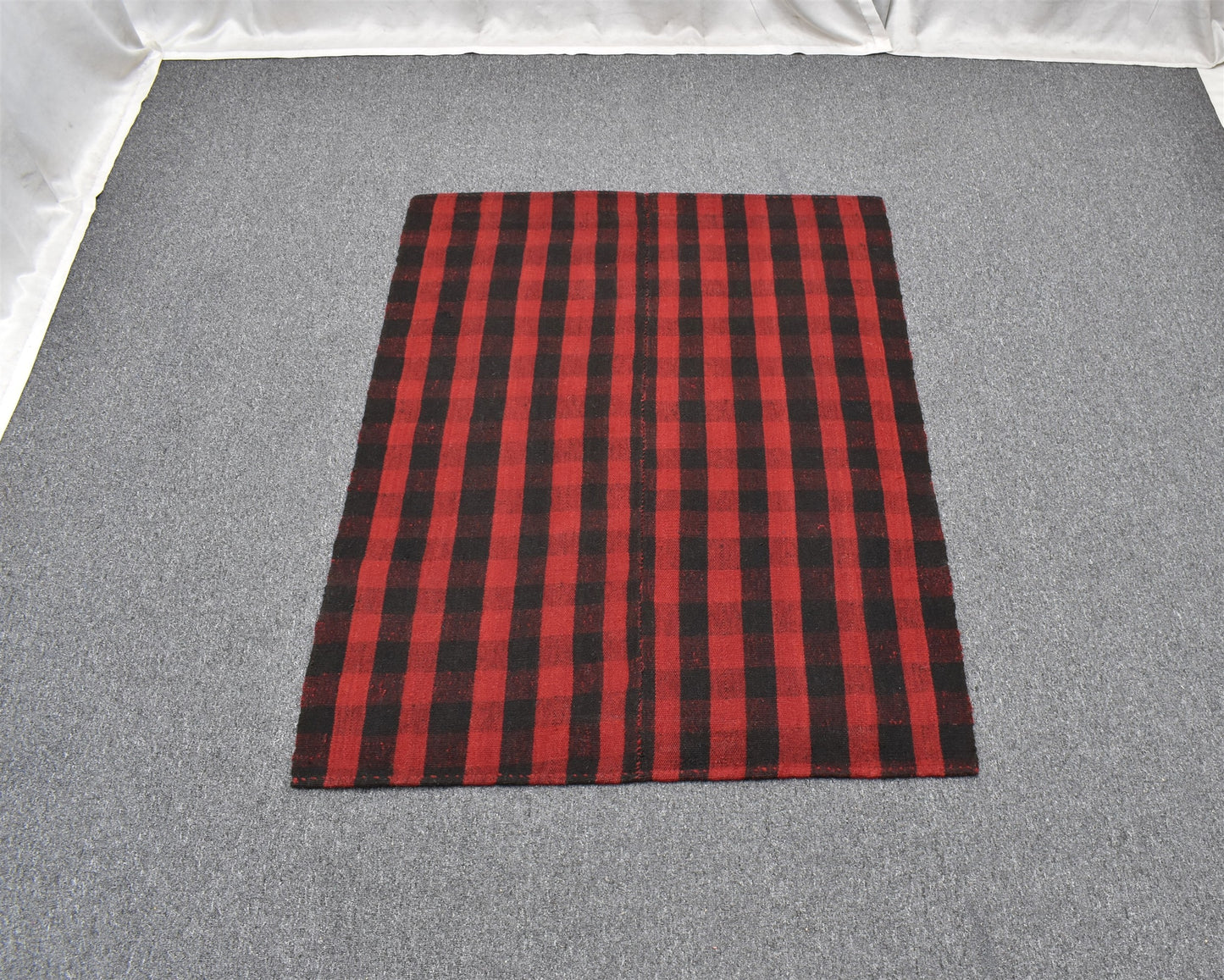 El Dokuma Ender Ekoseli Sofra Yün Kilim 6306