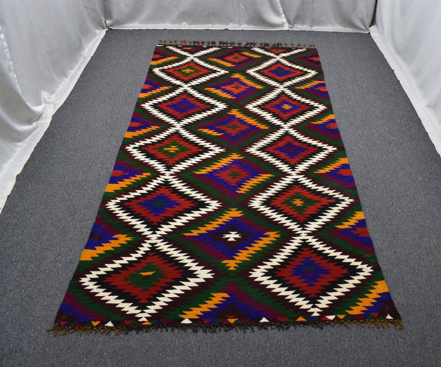 Yeni El Dokuması Geometrik Antalya Barak Yörük Yün Kilim 6310
