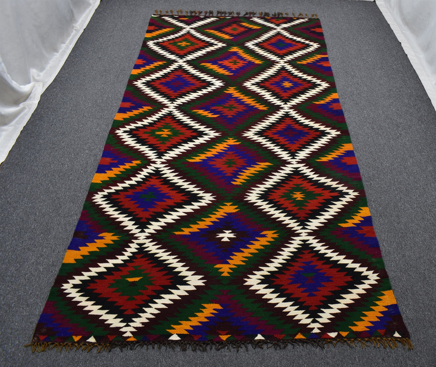 Yeni El Dokuması Geometrik Antalya Barak Yörük Yün Kilim 6310