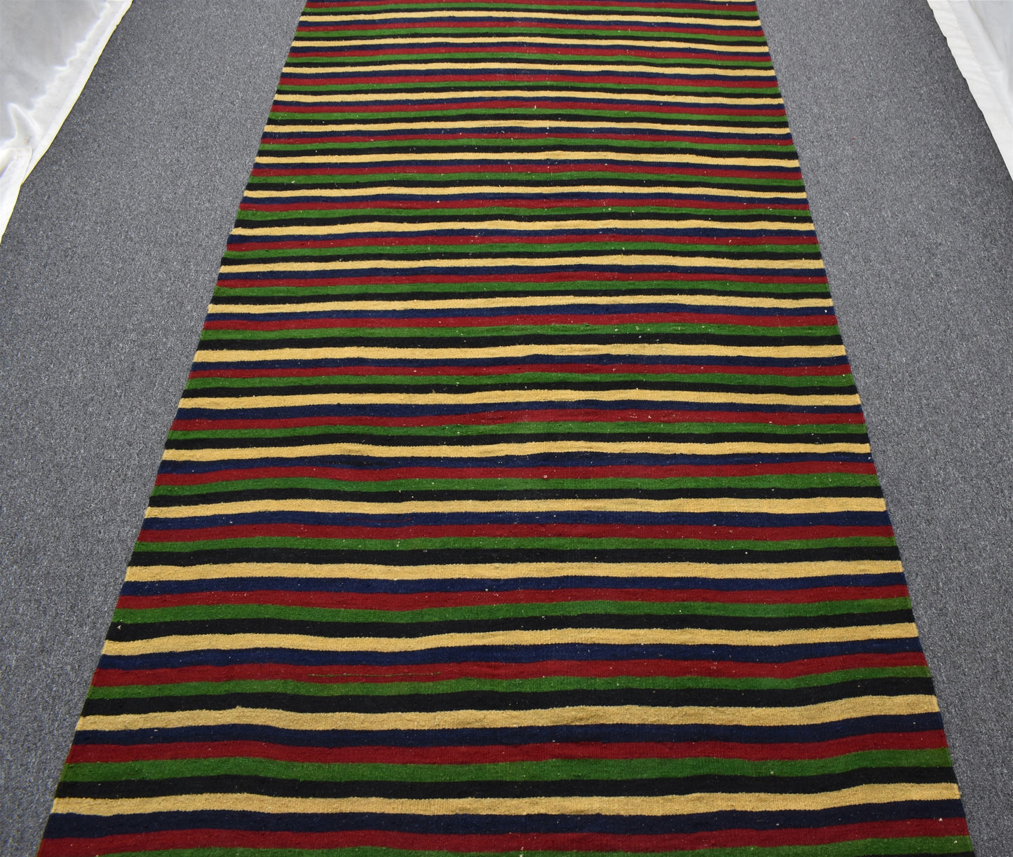 El Dokuması Yekpare Başyapıt Çubuklu Sivas Yün Kilim 6323