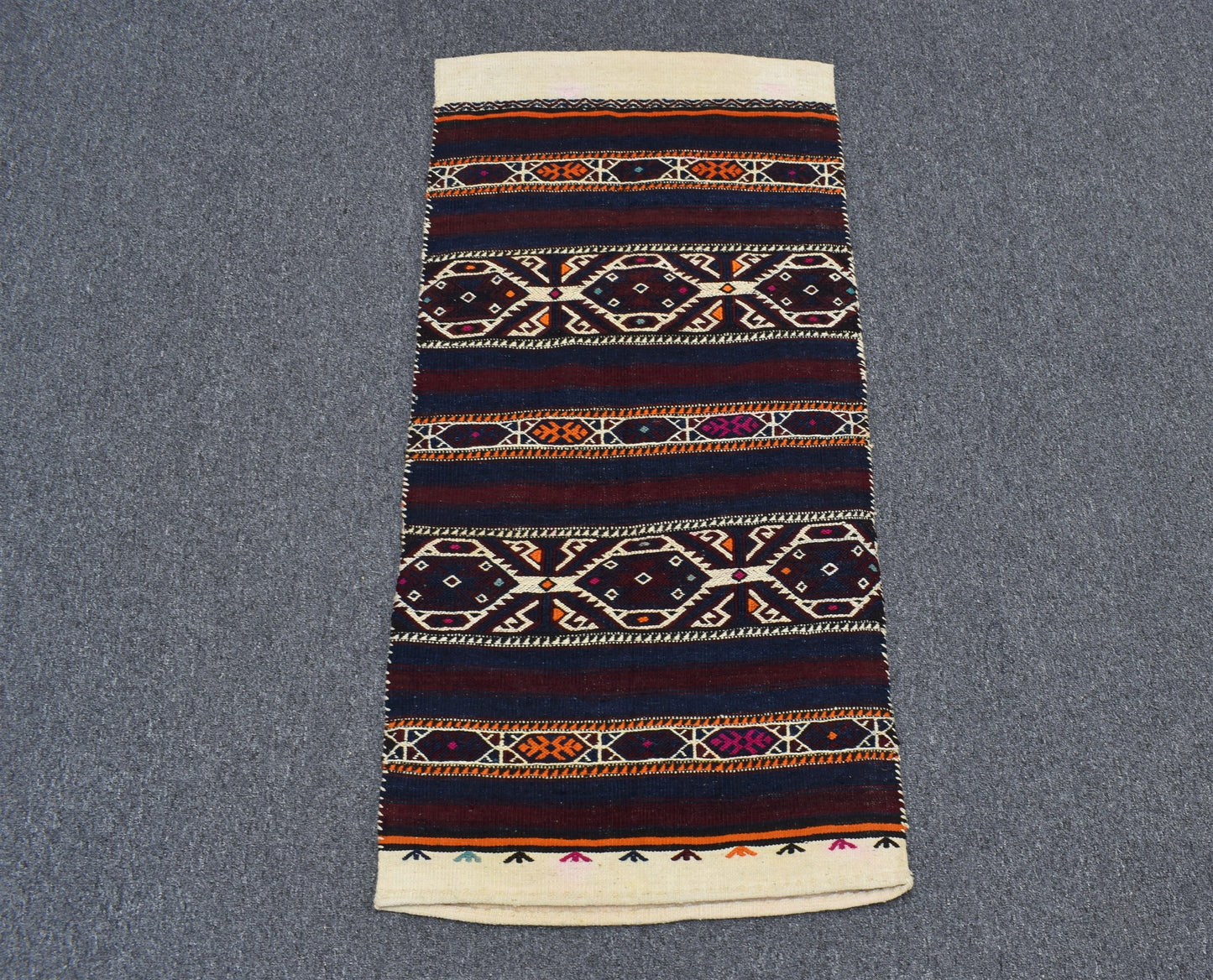 Antika El Dokuma Yüncü Yörük Balıkesir Sumak Çuval Yün Kilim 6324