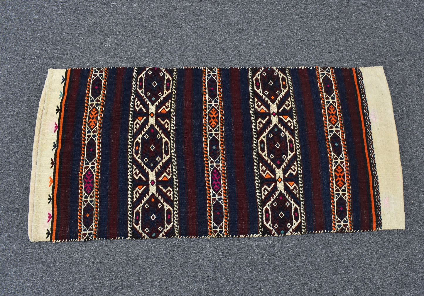 Antika El Dokuma Yüncü Yörük Balıkesir Sumak Çuval Yün Kilim 6324