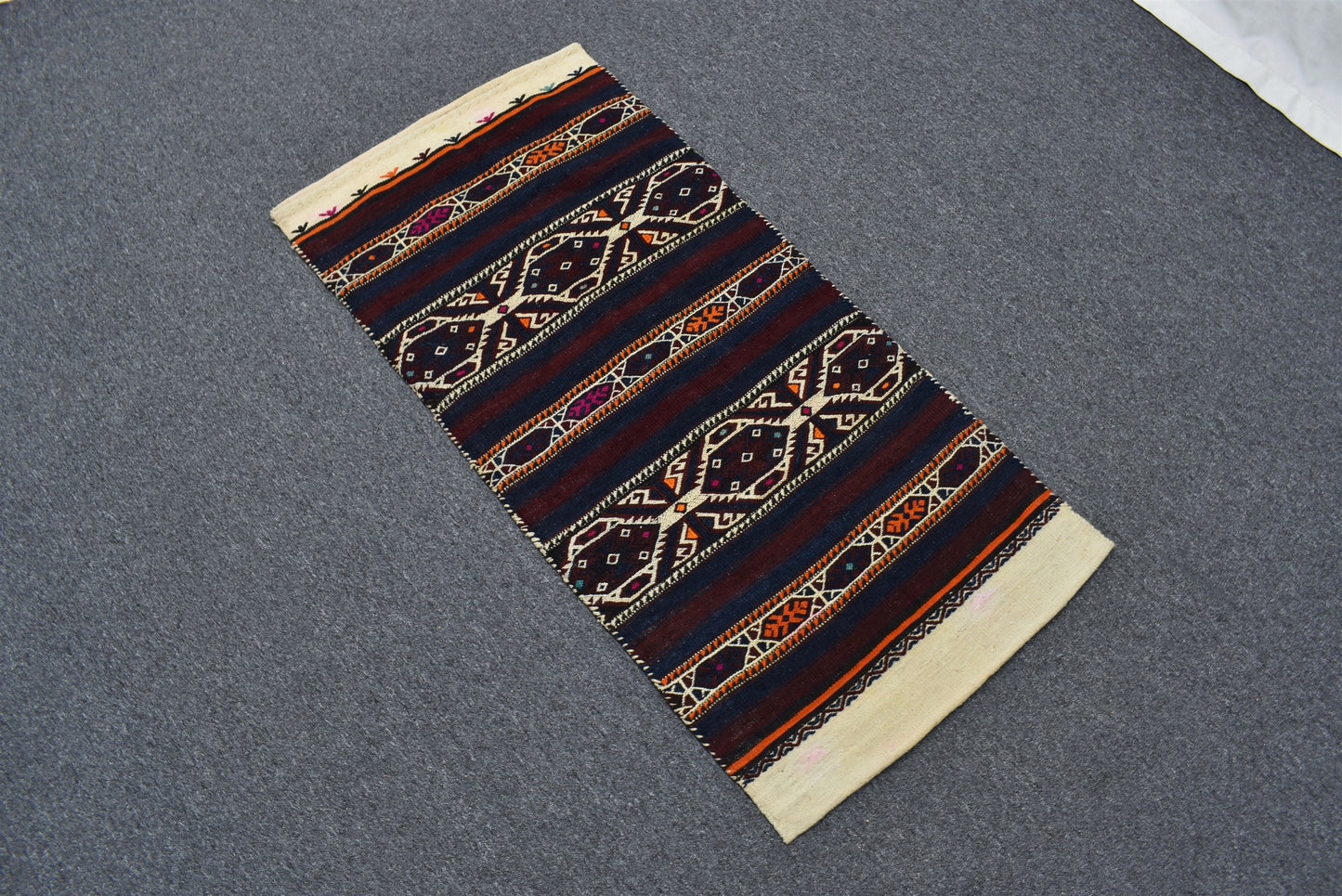 Antika El Dokuma Yüncü Yörük Balıkesir Sumak Çuval Yün Kilim 6324