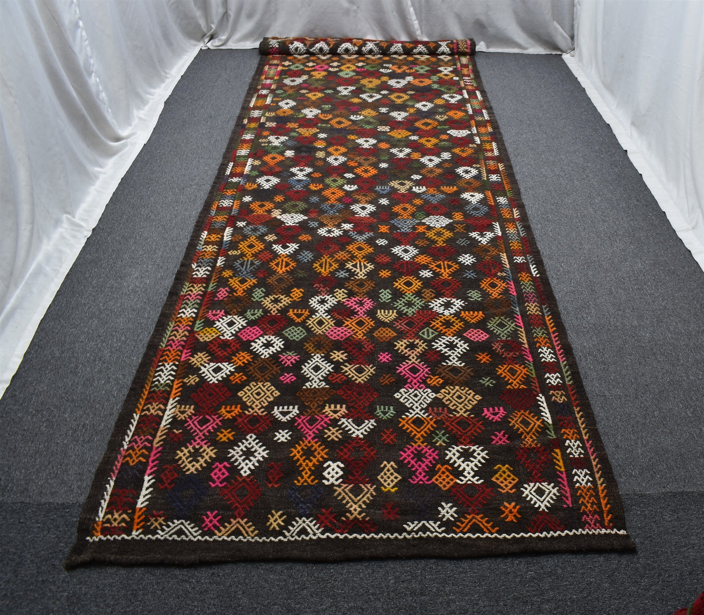El Dokuma Otantik Yekpare Dikişsiz Battal Boy Yolluk Yün Kilim 6335